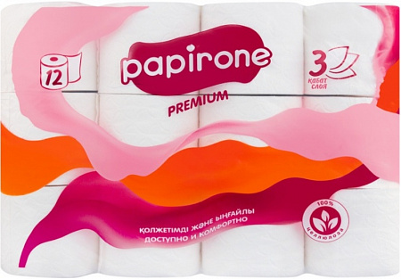 Туалетная бумага Papirone 3*12рул/уп. Туалетная бумага Papirone 3*12рул/уп.