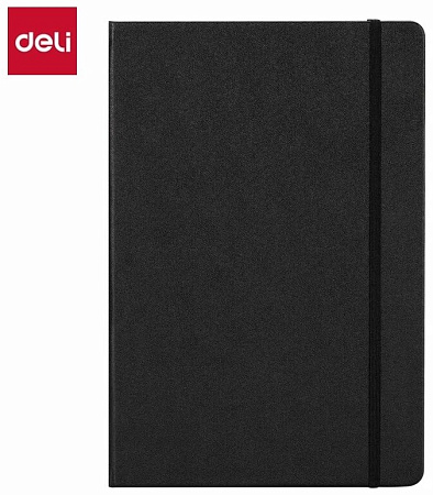 Ежедневник А5 недатированный 80л Deli N111G на резинке чёрный Ежедневник А5 недатированный 80л Deli N111G на резинке чёрный