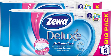 Туалетная бумага Zewa Deluxe 3сл*8рул (белая)