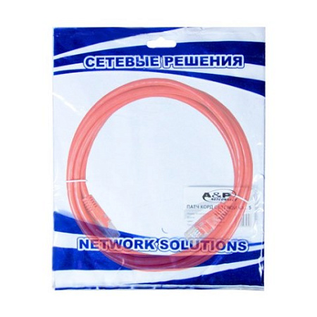 Патч-корд A&P APP001RD2, Cat.5, UTP, RJ-45, 2м, Красный Патч-корд A&P APP001RD2, Cat.5, UTP, RJ-45, 2м, Красный