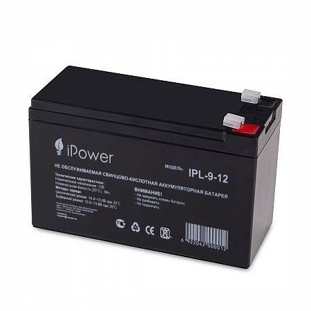Батарея для ИБП IPower IPL9-12, Свинцово-кислотная, 12В, 9 Ач, размер 95х151х65мм Батарея для ИБП IPower IPL9-12, Свинцово-кислотная, 12В, 9 Ач, размер 95х151х65мм