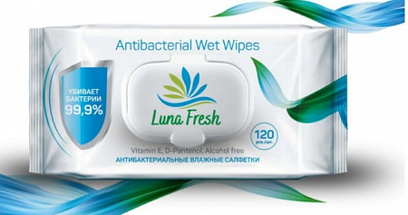 Салфетки влажные Luna Fresh антибактер.72шт/уп клапан