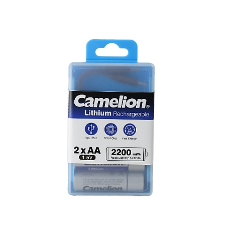 Аккумулятор CAMELION UB-AA2200-PBH2, Lithium, 2шт (перезаряжаемые от USB), AA, 1,5V, 2200 мАч Аккумулятор CAMELION UB-AA2200-PBH2, Lithium, 2шт (перезаряжаемые от USB), AA, 1,5V, 2200 мАч
