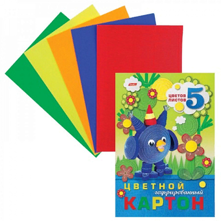 Картон цв. А4 5л.5цв. гофрир.Совёнок